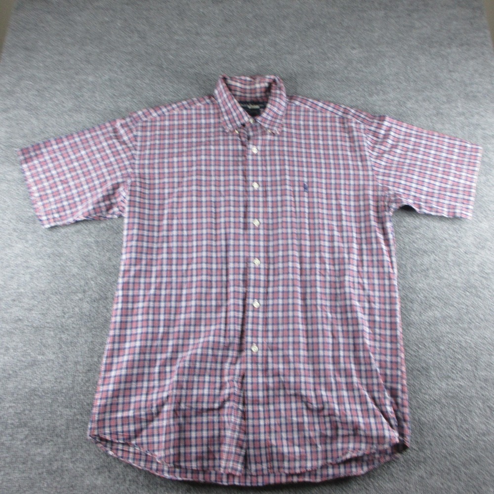 Ralph Lauren Shirt Mens XL Blue Plaid Blake Short Sleeve Button Up Logo Casual